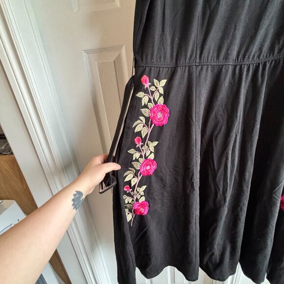 eShakti Black Maxi Dress with Floral Embroidery - Picture 4 of 8